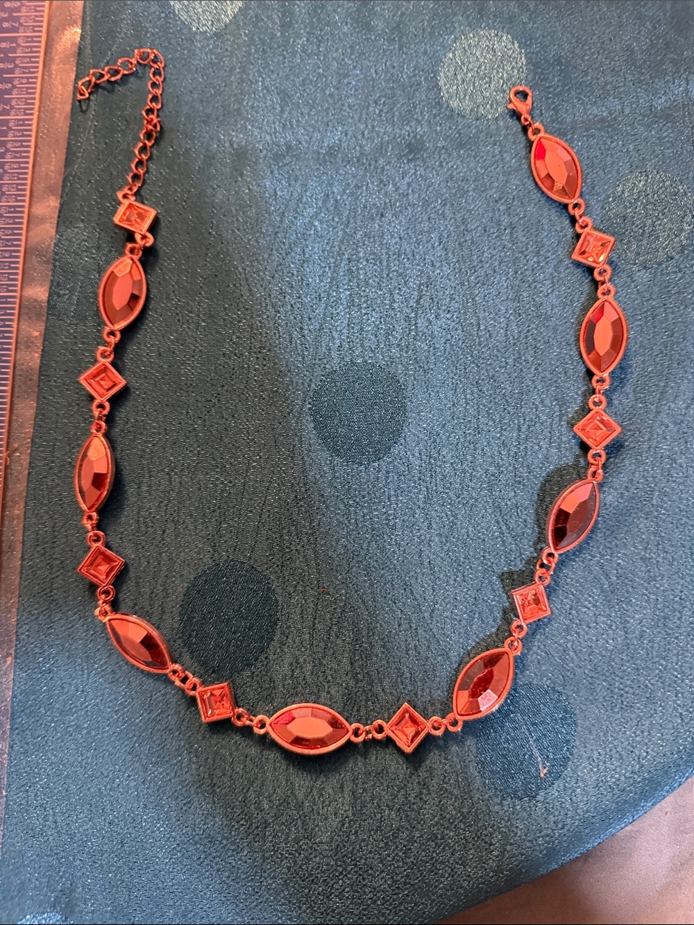 Gold Faceted faux Gem Link Necklace - Women Jewelry